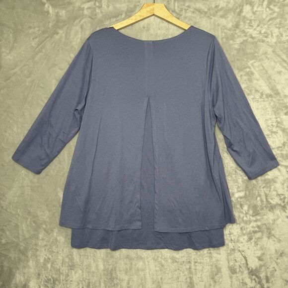 Pure Jill Elliptical Layered Top Womens Large 3/4 Sleeve Tunic Modal Rayon - Picture 2 of 9